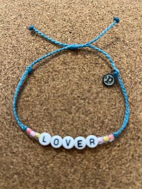 Pura Vida Blue 'LOVER' Braided Beaded Bracelet NWOT